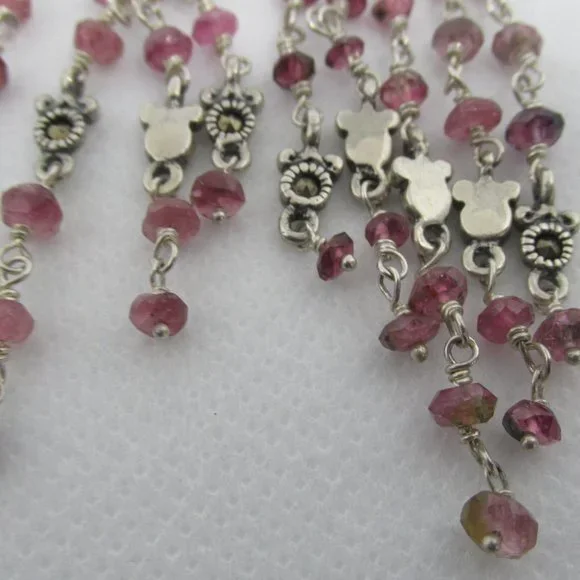 Natural Garnet and Marcasite Gemstones Chandelier Earrings 925 - Picture 7 of 7